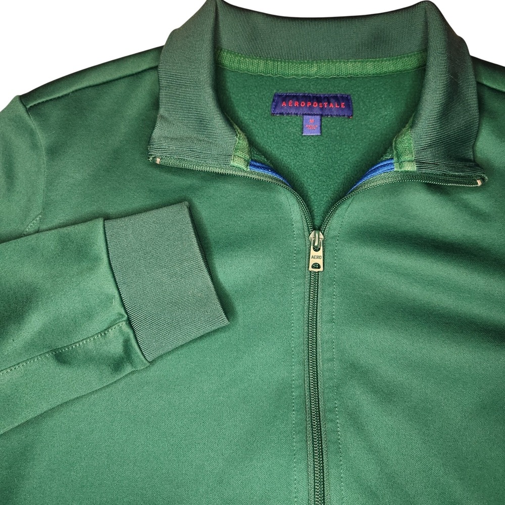 AEROPOSTALE Track Jacket Mens Medium Emerald Green 80'S Retro